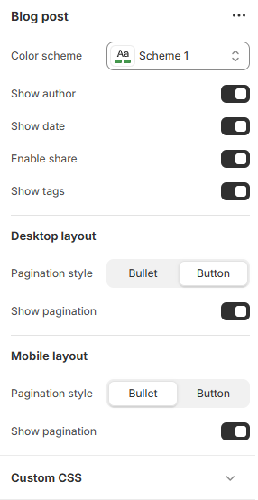 Blog post page settings image goes here