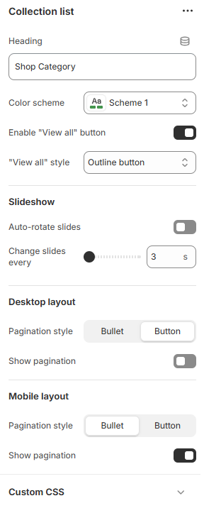 Collection list settings image goes here