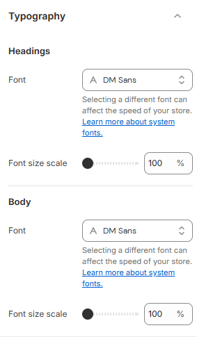 Typography settings image goes here